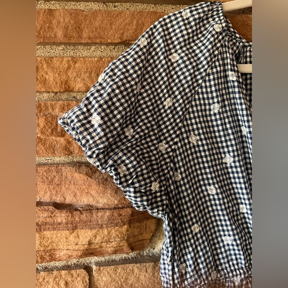 Madewell blue Gingham Embroidered Dress - Large - Picture 5 of 8